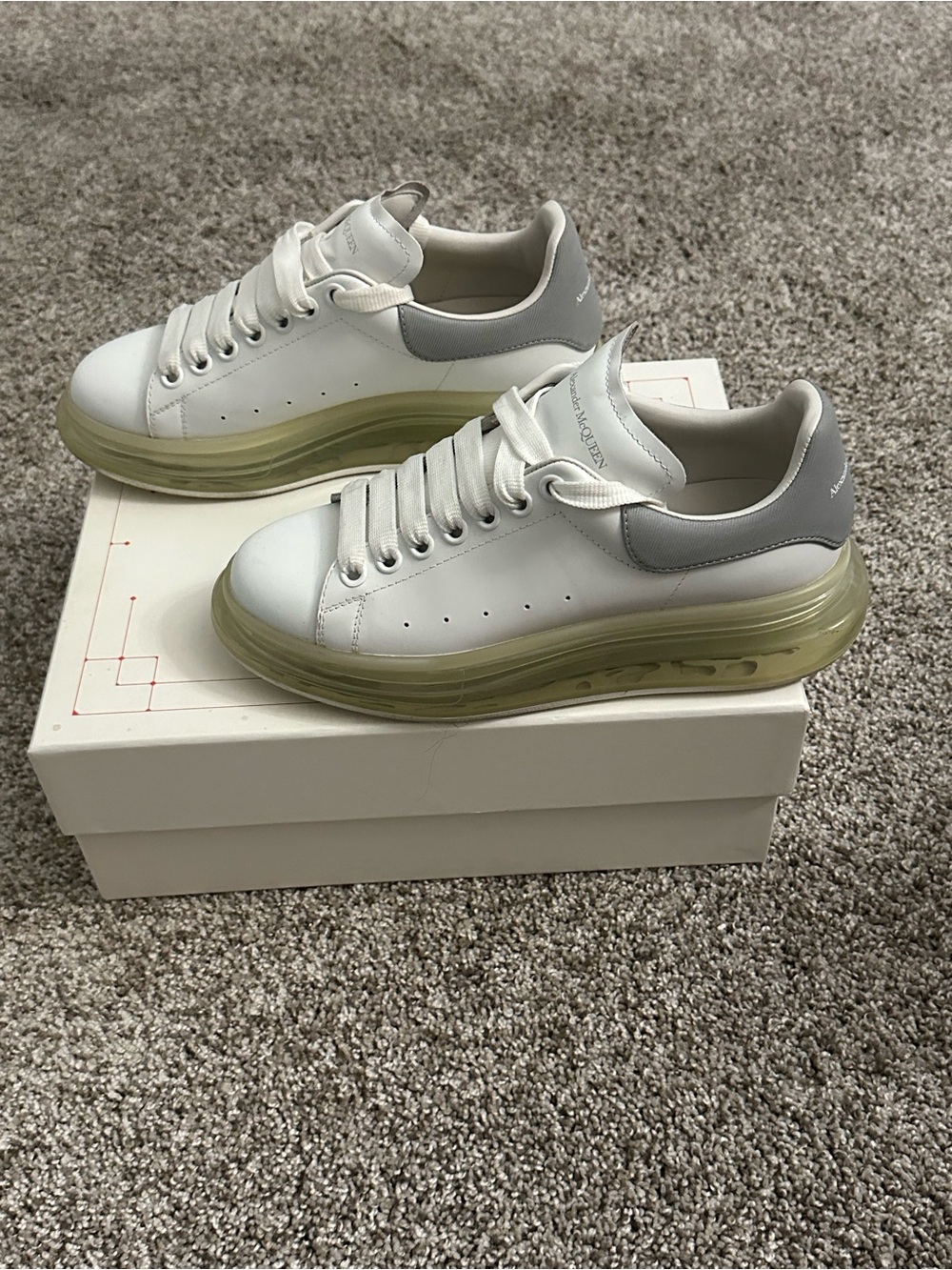 Alexander McQueen White Leather Sneakers with Translucent Sole